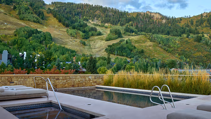 rooftop pool in the summer at the residences in aspen