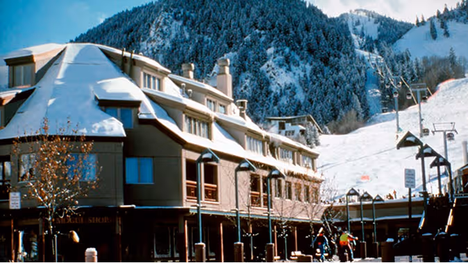 vintage photo of exterior of the little nell in winter